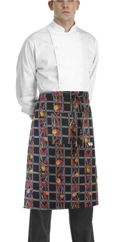 Szakácskötény rövid zsebbel EGOchef - paprika minta