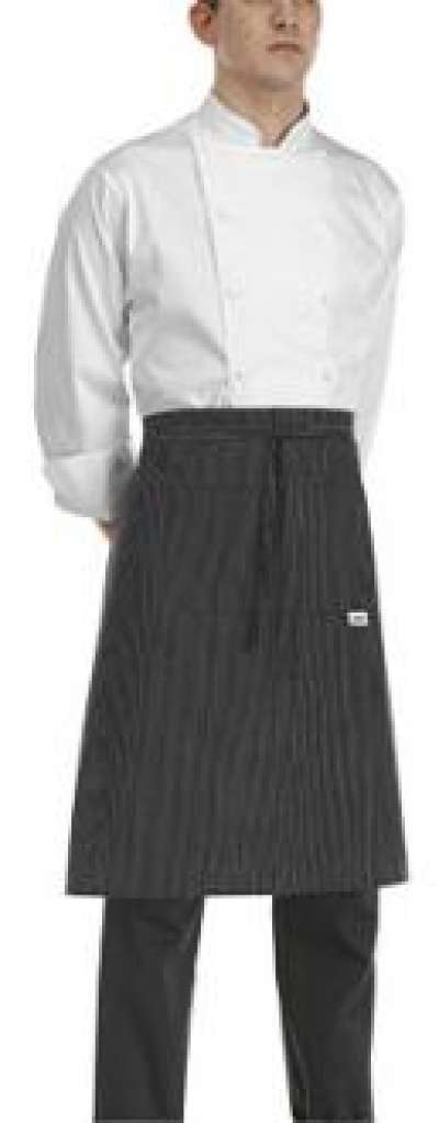 Szakácskötény rövid zsebbel EGOchef - széles fehér csíkokkal