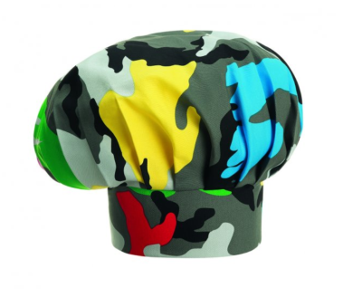 Szakács sapka EGOchef magas - színes terepszínű minta