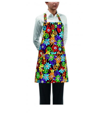 Szakács nyakkötény EGOchef NŐI zsebbel - Peace and Love 70x70 cm