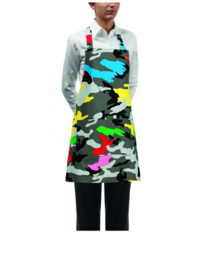 Szakács nyakkötény EGOchef NŐI zsebbel - Színes terepszínű 70x70 cm