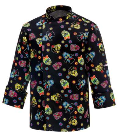 Szakácskabát  EGOchef 100% pamut - mexikói koponyák