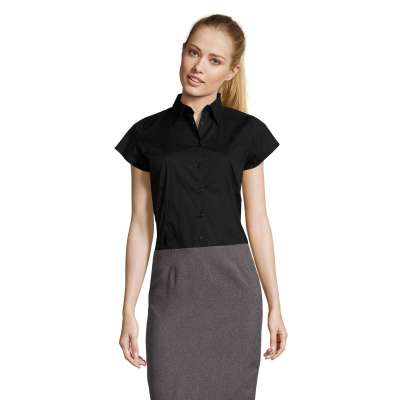 Női pincér blúz SOL'S rövid ujjú - Fekete