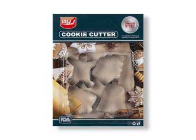 Karácsonyi Sütikiszúró Készlet – 4 Fém Forma: Mézi, Muffin, Fenyőfa, Harang