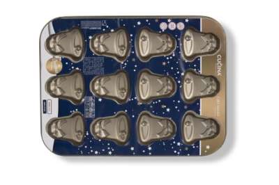 Csengő alakú 12 adagos karácsonyi muffin sütőforma