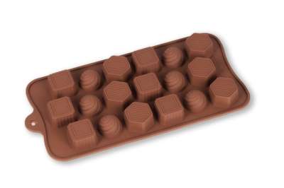 Geometrikus szilikon bonbon forma – 18 egyedi mintával