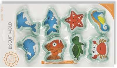 Tengeri állatos süti kiszúró készlet, 8 részes – cápák, teknősök, halak és társai