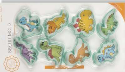 Dinoszaurusz sütemény kiszúró készlet – 8 egyedi minta műanyagból