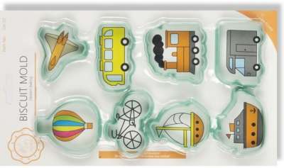 Jármű alakú süti kiszúrók – 8 részes műanyag szett sütéshez