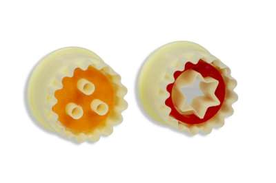 Linzer kiszúró szett – csillag és pöttyös minta, rugós, 2 darab