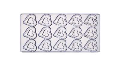 15 Adagos Szív Bonbonforma – Polikarbonát Prémium Minőség