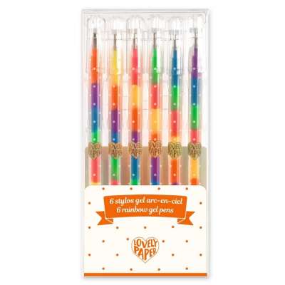 Szivárvány zselés toll készlet - 6 szivárvány színben - 6 rainbow gel pens - DD03787