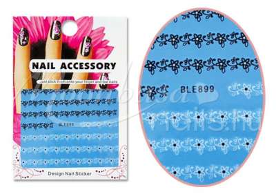 Akril hatású matrica  Fekete és fehér virágminta sor BLE899