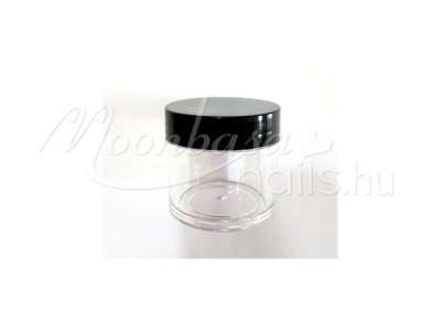 Műanyag átlátszó tégely fekete tetővel 30ml  