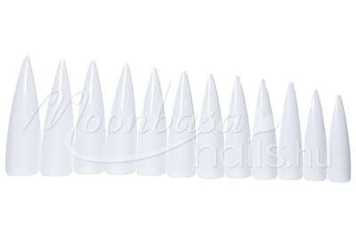 Nagy műköröm tip 12db Fehér - hegyes #002-W