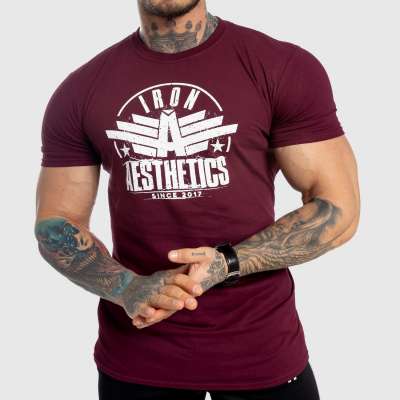 Férfi fitness póló Iron Aesthetics Force, bordó