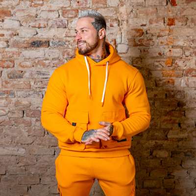 Kapucnis pulóver Iron Aesthetics Cargo Hoodie, narancssárga