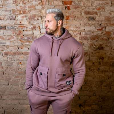 Kapucnis pulóver Iron Aesthetics Cargo Hoodie, lila