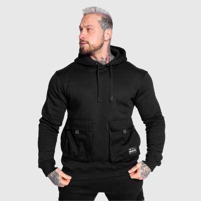 Kapucnis pulóver Iron Aesthetics Cargo Hoodie, fekete