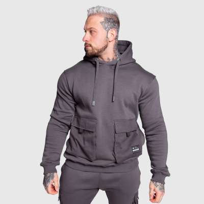 Kapucnis pulóver Iron Aesthetics Cargo Hoodie, sötétszürke