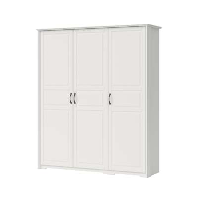 Háromajtós gardróbszekrény, polccokkal és akasztókkal, fehér fenyő - NORDIC - Butopêa