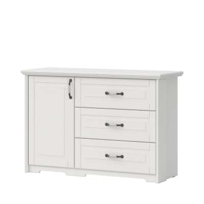 Egyajtós komód, 3 fiókkal, fehér fenyő - NORDIC - Butopêa