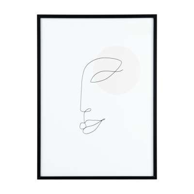 Keretezett poszter, vonalrajz arc, 50x70 cm, fekete-fehér  - ELLE - Butopêa