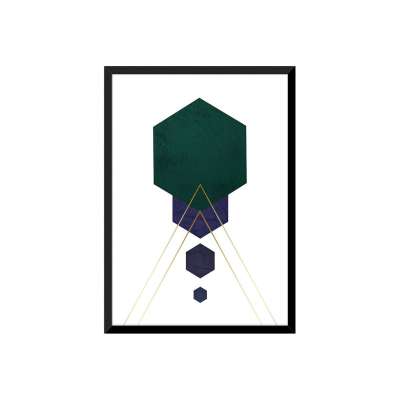 Falikép, hexagonok, 30x40 cm, sötétzöld - GEOMETRIC - Butopêa