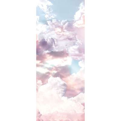 Rózsaszínes felhős eget ábrázoló tapéta, 100x250 cm, világoskék-rózsaszín - LA VIE EN ROSE - Butopêa