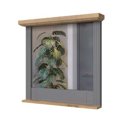 Falitükör, 84x79 cm, szürke-diófa - MISSISSIPPI - Butopêa