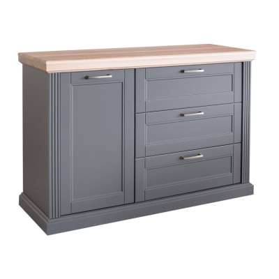 Egyajtós komód, 3 fiókkal, szürke-diófa - MISSISSIPPI - Butopêa