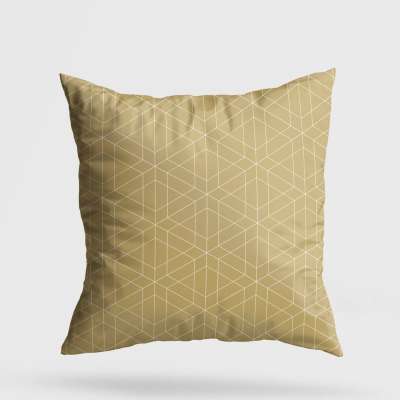 Díszpárna 43x43, mustársárga, geometriai mintás - PAQUERETTE - Butopêa