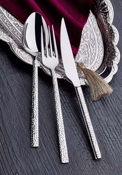 Rozsdamentes acél étkészlet, 24 db-os, ezüst - DESIGN - Butopêa