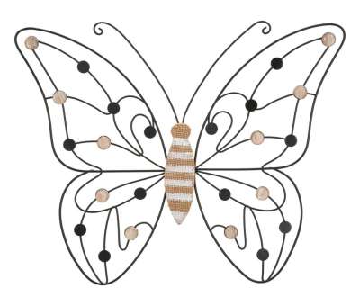Fali dekoráció, pillangó, fém - fa, fekete - barna - PAPILLON - Butopêa