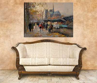 A kép vásznon BOOK SELLERS ALONG THE SEINE - Edouard Leon Cortes REP030