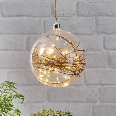 Glow LED deco gömb tiszta, rattan Ø 20 cm