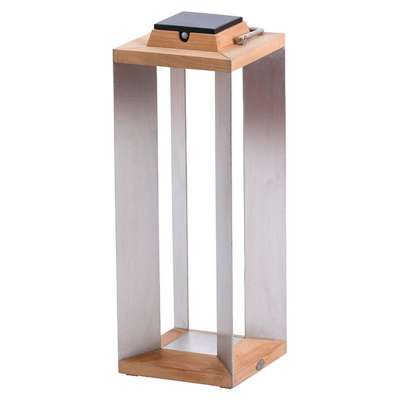 Teckinox LED napelemes lámpa, teak/acél, 65,5cm