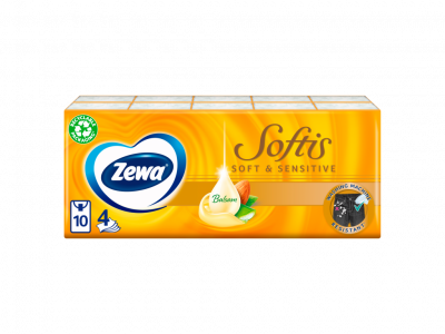 Zewa softis papír zsebkendő soft&sensitive 4 ré. 10x9db