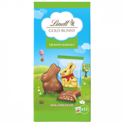 Lindt Gold Bunny tejcsokoládé mogyorókrémes-rizspelyhes töltelékkel 130 g