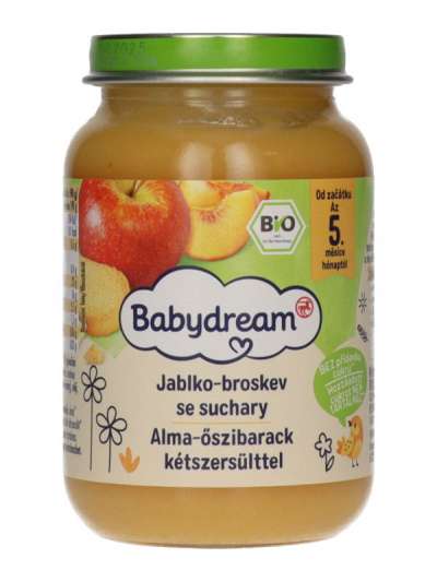 Babydream Bébiétel Alma Őszibarack Kétszersült Ízesítéssel 5 Hónapos Kortól - 190 g