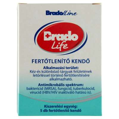 Bradolife kéz- és bőrfertőtlenítő kendő - 5 db