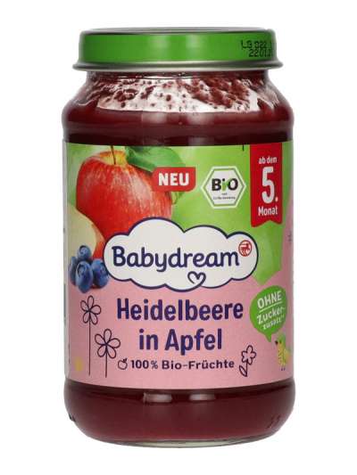 Bio Gyümölcskészítmény, alma-áfonya – 5 hónapos kortól 190g