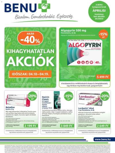 BENU Gyógyszertárak akciós újság