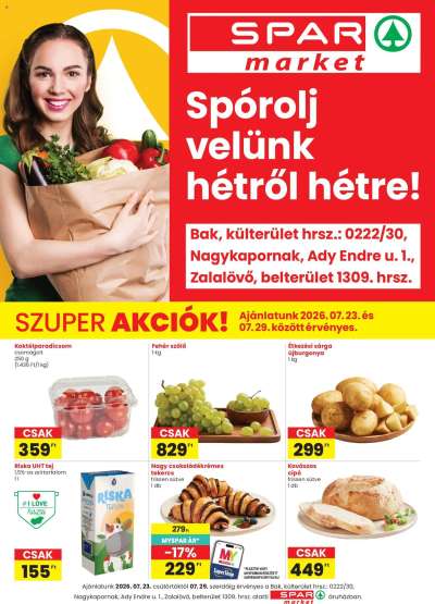 Spar Market Bak, Nagykapornak, Zalalövő szórólap
