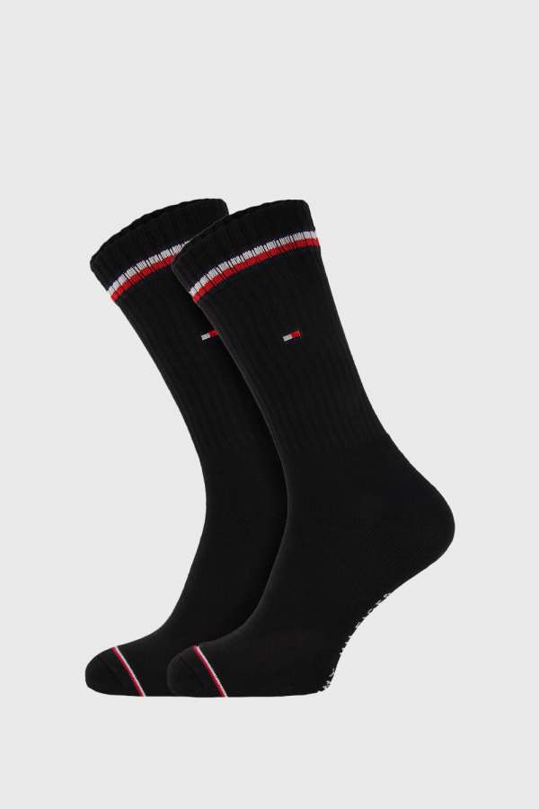 2 PÁR fekete magas szárú zokni Tommy Hilfiger Iconic