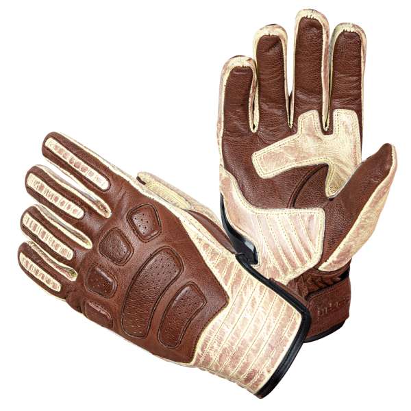 Bőr motoros kesztyű W-TEC Retro Gloves barna-bézs 