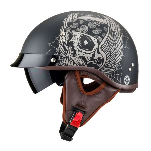 Retro bukósisak W-TEC Black Heart Longroad Wings Skull 