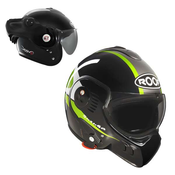 Motoros bukósisak Roof Boxer V8 Suzuka P/J fekete-zöld 