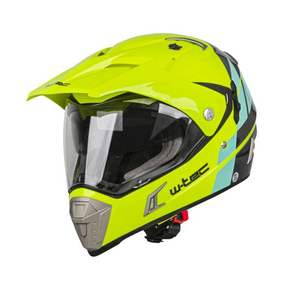 Bukósisak W-TEC Dualsport Fluo Sárga-Kék 