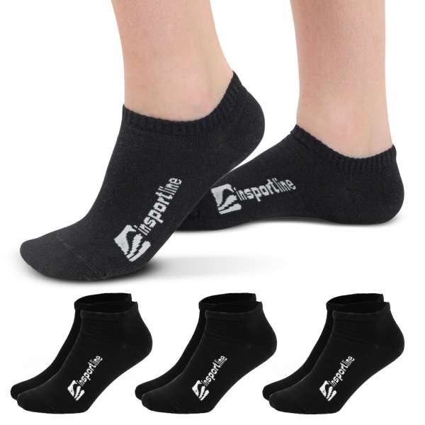 Antibakteriális bokazokni bambuszból 3 pár inSPORTline Silvatic Ankle AG+, unisex, kényelmes, rugalmas, antibakteriális fekete 